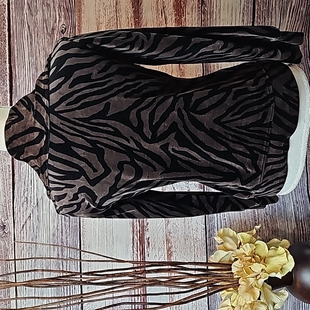 NEW STYLE & CO BROWN BLACK ZEBRA STRIPE VALOR ZIP UP JACKET - Picture 5 of 15